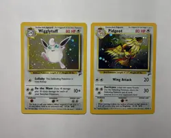 Base 2 Holo Lot - Wigglytuff 19/130 + Pidgeot 14/130 Swirl WOTC Pokemon Card TCG - Image 1