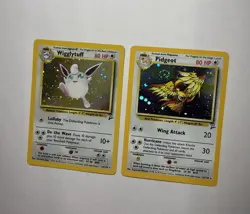 Base 2 Holo Lot - Wigglytuff 19/130 + Pidgeot 14/130 Swirl WOTC Pokemon Card TCG - Image 2