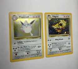 Base 2 Holo Lot - Wigglytuff 19/130 + Pidgeot 14/130 Swirl WOTC Pokemon Card TCG - Image 3
