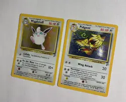 Base 2 Holo Lot - Wigglytuff 19/130 + Pidgeot 14/130 Swirl WOTC Pokemon Card TCG - Image 4