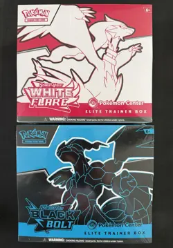 Pokemon Center Black Bolt and White Flare ETB Set Factory Sealed - Image 1