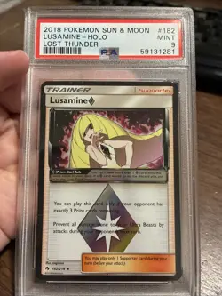 PSA 9 Lusamine Prism Star Ultra Rare Holo Pokemon Lost Thunder 182/214 Mint - Image 1