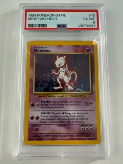 1999 POKEMON ENGLISH BASE SET UNLIMITED #10/102 MEWTWO-HOLO PSA 6 EX-MT NEW SLAB - Image 1