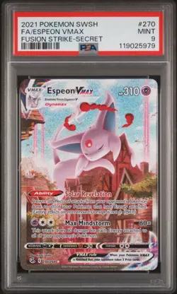 2021 Pokemon TCG Espeon Vmax Fa #270/264 Fusion Strike-Secret PSA 9 - Image 1