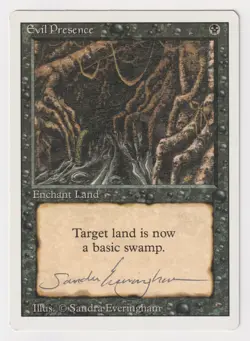 Signed Evil Presence HP Revised Artist Sandra Everingham 1994 WOTC MTG Magic! - Image 1