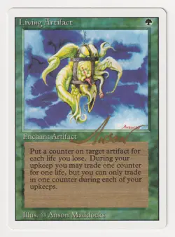 Gold Signed Living Artifact LP Revised Artist Anson Maddocks 1994 MTG Magic Rare - Image 1