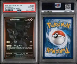 2025 POKEMON BLK EN-BLACK BOLT BLACK WHITE RARE #172 ZEKROM EX PSA 10 Graded - Image 3