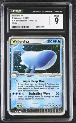 CGC 9 MINT Wailord ex 2003 EX Sandstorm 100/100 Holo Pokemon Card - Image 1