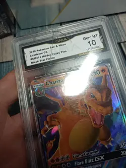 GMA 10 Mint 2019 Pokemon Hidden Fates CHARIZARD GX SM211 Promo CRACKED SLAB! - Image 3