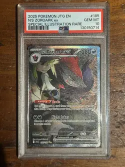 2025 POKEMON JTG EN-JOURNEY TOGETHER #185 N'S ZOROARK EX PSA 10 - Image 1