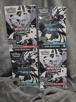 Pokemon Scarlet & Violet Booster Bundle Lot Black Bolt & White Flare (4 Boxes) - Image 1
