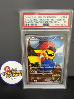 PSA10 Mario Pikachu 294/XY-P Special Box Limited Promo Carta Pokemon Giapponese - Image 1