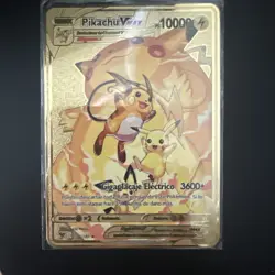 Pokemon TCG VMAX Spanish Pikachu VMAX Gold Metal Card - Image 1