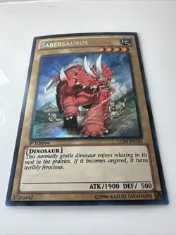 Yugioh LCJW-EN143 - Sabersaurus - SECRET RARE 1st Edition - Image 2