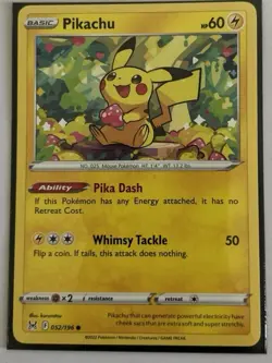 Pokemon TCG Trading Card 2022 Sword & Shield: Lost Origin -- Pikachu 52/196 - Image 1