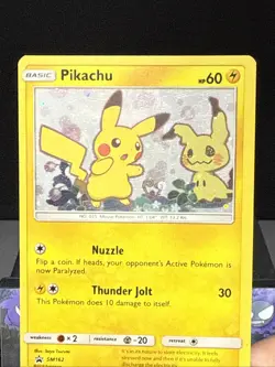 Pokemon Card Pikachu SM162 Sun & Moon Holo Black Star Promo Team Up Played 2 - Image 2