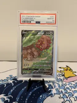 Pokemon TCG Fusion Strike Greedent v Alternate Art Card 257/264 PSA 10 - Image 1