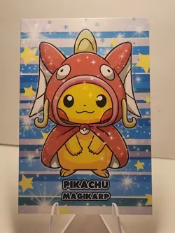 2024 Pokemon Database Pikachu Magikarp Christmas Pancho Star Holo Card - Image 1