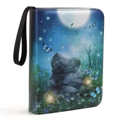 4 Pocket Trading Card Binders for 400 Cards, Cartoon Forest Night Moon Butter... - Image 1