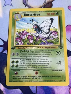 Pokemon Card Butterfree “d” 1st Edition Uncommon Jungle 33/64 LP Error NM/MT - Image 1