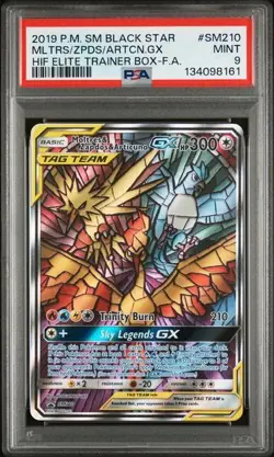 2019 Pokemon Hidden Fates Moltres Zapdos Articuno GX Promo Card #SM210 PSA 9 - Image 1