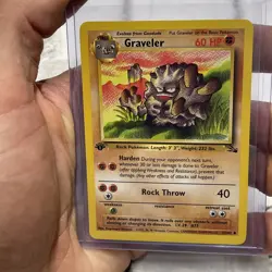 Pokemon TCG 1st Edition Fossil Set Graveler 37/62 NM/MT Pokemon Uncommon Card - Image 1