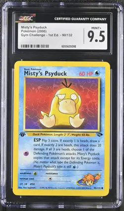 CGC 9.5 MINT+ Misty's Psyduck Gym Challenge 1st Edition 90/132 Pokemon Card - Image 1