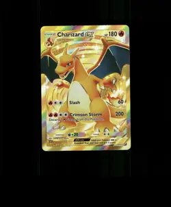 FAN-ART READ DESCRIPTION BELOW HOLO GOLD Charizard Card Pokemon Card p1 - Image 1