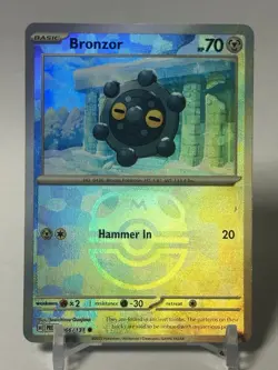 Bronzor Masterball Reverse Holo 066/131 Prismatic Evolutions Pokemon Card NM - Image 1