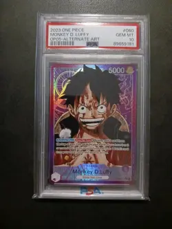 One Piece Card Game TCG OP05-060 Monkey.D.Luffy Alt Art Leader PSA 10 - Image 1