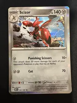 POKEMON TCG SCIZOR 141/197 OBSIDIAN FLAMES RARE HOLO ENGLISH - Image 1