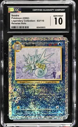 2002 POKEMON LEGENDARY COLLECTION REVERSE HOLO #63/110 SEADRA CGC 10 GEM MINT - Image 1