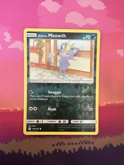 Pokemon Card Alolan Meowth Cosmic Eclipse Reverse Holo 128/236 Near Mint - Image 1