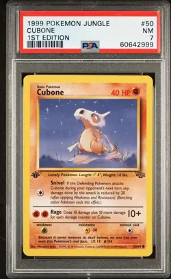 1999 POKEMON JUNGLE 1ST ED #50 CUBONE PSA 7 - Image 1