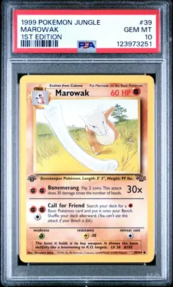 1999 POKEMON JUNGLE 1ST ED #39 MAROWAK PSA 10 - Image 1