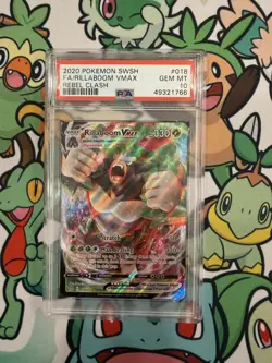 2020 Pokemon Rebel Clash Rillaboom VMAX 018/192 PSA 10 GEM MINT - Image 1