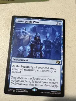 mtg Unstoppable Plan, rare enchantment, Aetherdrift, unplayed - Image 1
