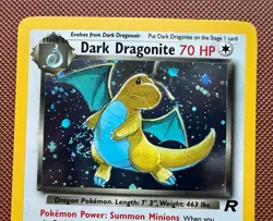 Pokemon Dark Dragonite Holo Rare Team Rocket Set 5/82 Holo SWIRL 🌀 LP - Image 2