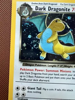 Pokemon Dark Dragonite Holo Rare Team Rocket Set 5/82 Holo SWIRL 🌀 LP - Image 3