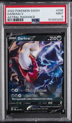 2022 POKEMON SWORD & SHIELD ASTRAL RADIANCE #098 DARKRAI V PSA 9 - Image 1