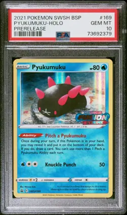 Pokemon SWSH Black Star Promo #169 Pyukumuku - Holo Prerelease PSA 10 GM (2021) - Image 1