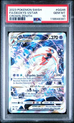 2023 POKEMON SWORD & SHIELD CROWN ZENITH #GG46 FULL ART/DEOXYS VSTAR PSA 10 - Image 1