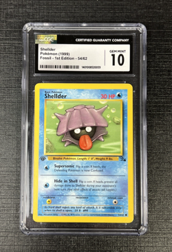 1999 Pokemon Fossil 1st Edition 54/62 Shellder CGC 10 GEM MINT - Image 1