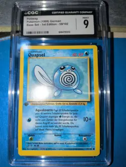 1999 GERMAN POLIWAG QUAPSEL 1ST EDITION BASE SET 59/102 CGC 9 MINT POKEMON WOTC - Image 1