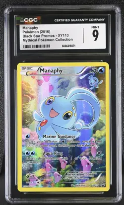 CGC 9 MINT Manaphy 2016 Black Star Promos XY113 Pokemon Card - Image 1