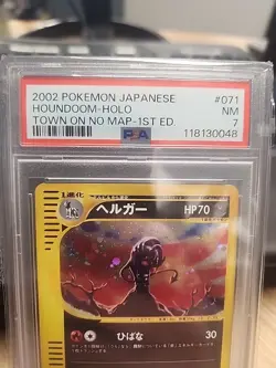 PSA 7 Houndoom 071/092 Pokemon Japanese 2002 Town on no Map 1st. Ed Holo Swirl - Image 2