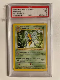 Pokemon TCG Beedrill Base Set 17/102 Shadowless 1st Edition Rare PSA 7 - Image 1