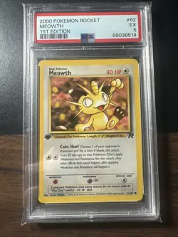 Pokemon - Meowth - 1st Edition - 62/82 - Common - 2000 Team Rocket - PSA 5 Note* - Image 1