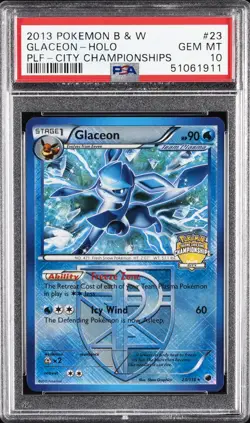2013 POKEMON B&W PLASMA FREEZE #23 GLACEON-HOLO PSA 10 - Image 1