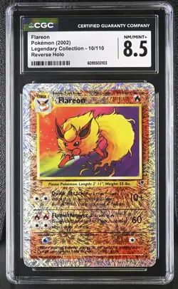 CGC 8.5 Flareon 10/110 Reverse Holo Legendary Collection Pokemon Card - Image 1